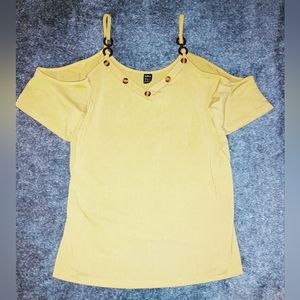 Yellow Cold Shoulder Blouse